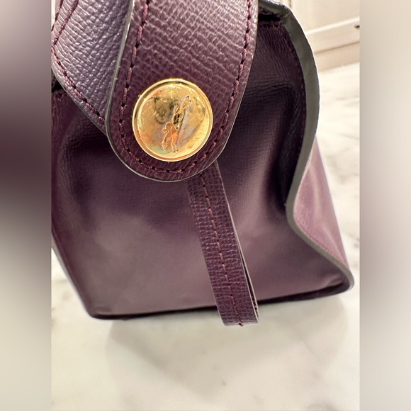 Authentic Longchamp Le Pliage Heritage Top Handle Bag in purple / maroon - Picture 5 of 12